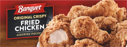 Banquet Frozen Fully Cooked Crispy Fried Chicken Assorted Pieces Perspective: top