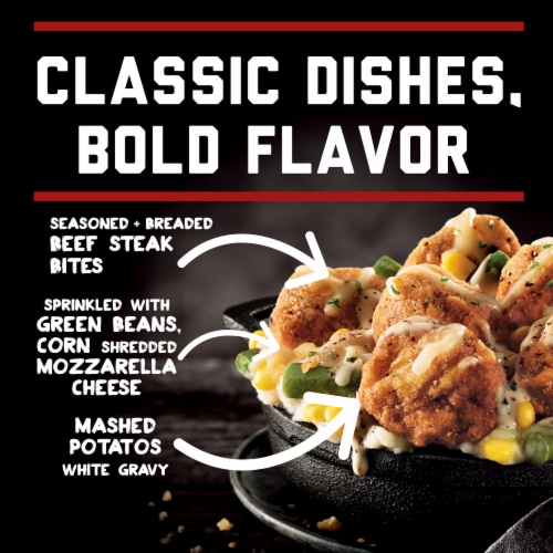 Banquet Mega Bowls Chicken Fried Beef Steak Frozen Dinner Perspective: top