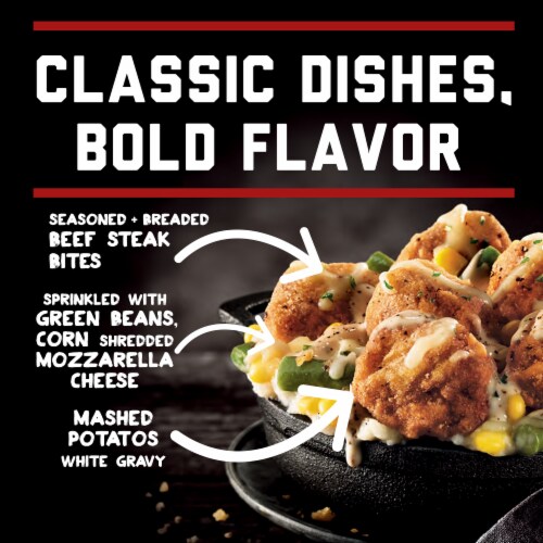 Banquet Mega Bowls Chicken Fried Beef Steak Frozen Meal Perspective: top