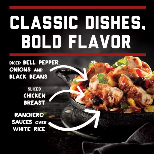 Banquet Mega Bowls Chicken Fajita Frozen Meal Perspective: top