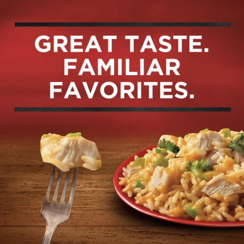 Banquet Cheesy Rice And Chicken Frozen Meal Perspective: top