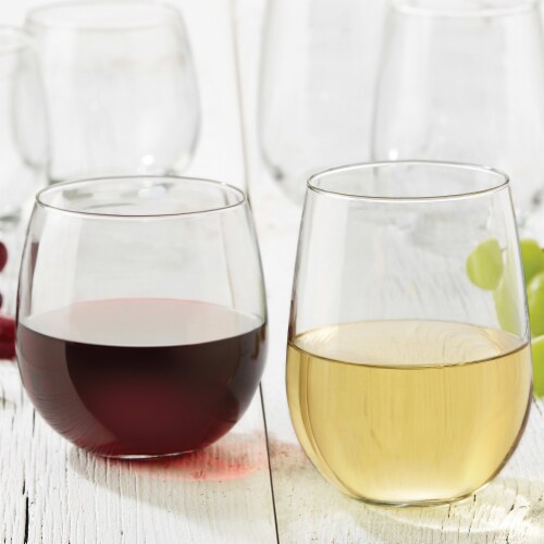 Libbey Stemless 12-Piece Wine Glass Party Set for Red and White Wines Perspective: top