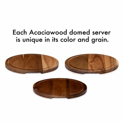 Libbey Acaciawood Flat Round Wood Server Cake Stand with Glass Dome Perspective: top