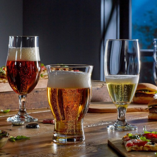 Libbey Craft Brews Nucleated Pilsner Beer Glasses Set Perspective: top