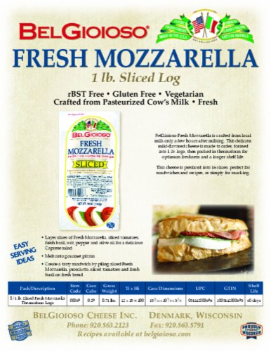 BelGioioso® Sliced Fresh Mozzarella Cheese Perspective: top