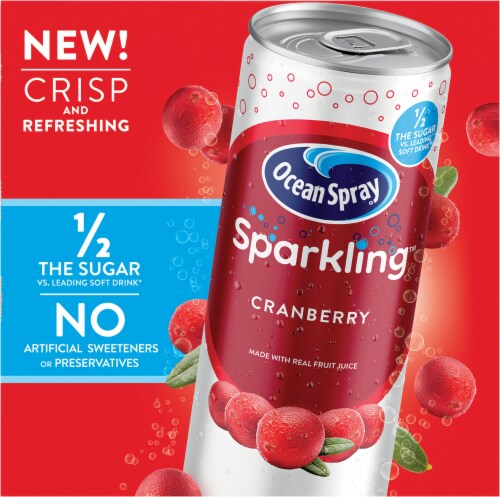 Ocean Spray® Sparkling™ Cranberry Juice Cocktail Cans Perspective: top