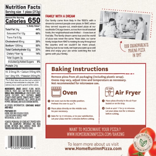 Home Run Inn Cheese Classic Crust Personal Frozen Pizza Perspective: top