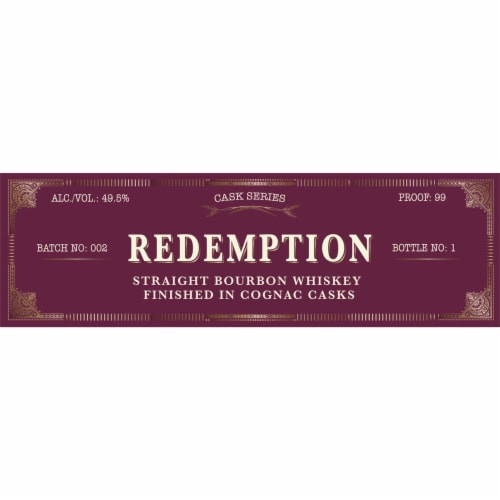 Redemption Finished in Cognac Cask Series Batch No. 1 Indiana Straight Bourbon Whiskey Perspective: top