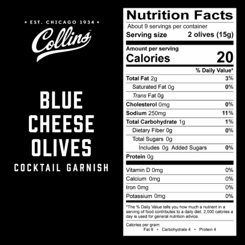 5 oz. Gourmet Blue Cheese Olives by Collins Perspective: top