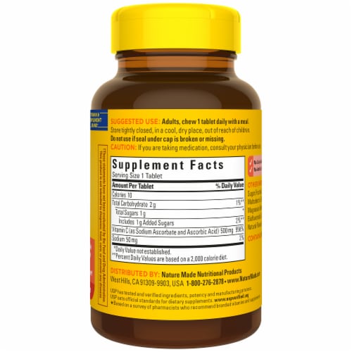Nature Made® Orange Flavored Chewable Vitamin C Tablets 500mg Perspective: top