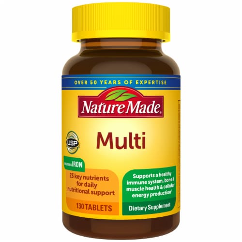 Nature Made® Multi Vitamin Tablets with Iron Perspective: top