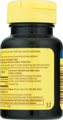 Nature Made Biotin Dietary Supplement Liquid Softgels 2500 mcg Perspective: top