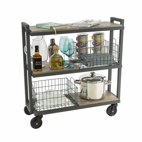 Atlantic Narrow Large Metal and Wire Cart System 3-Tier in Green Perspective: top