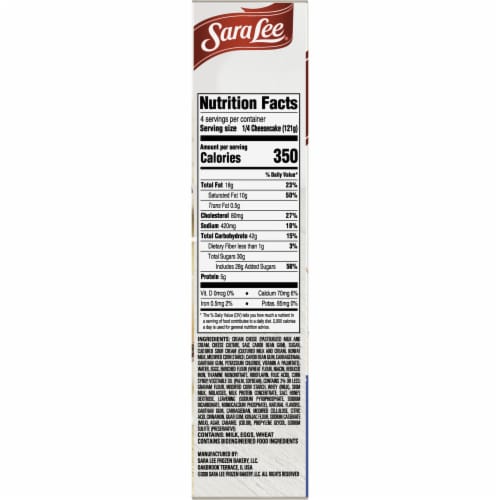 Sara Lee Classic Cheesecake Perspective: top