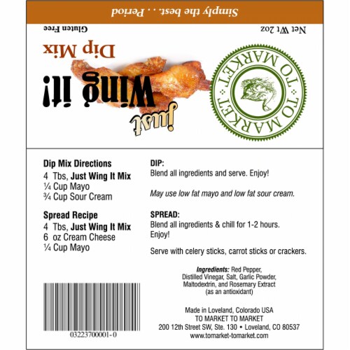 Just Wing It - 2oz Buffalo Wing Dip Mix & Seasoning- Gluten Free Perspective: top