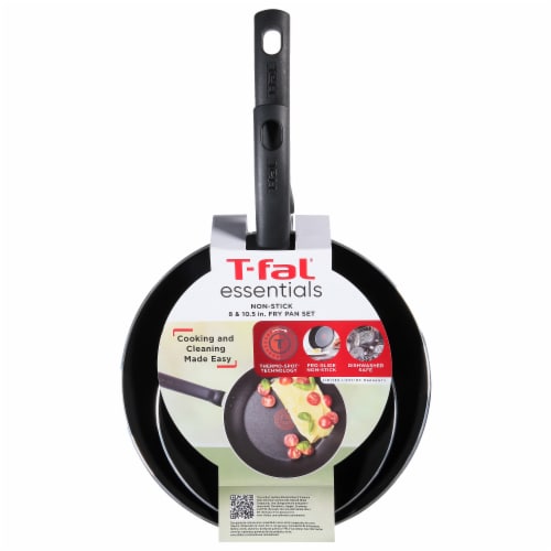 T-fal® Essentials Frying Pan 8/10 Inch Set Non Stick - Black Perspective: top
