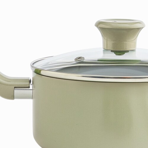 T-fal Fresh 100% Recycled Aluminum Ceramic Sauce Pan - Green Perspective: top