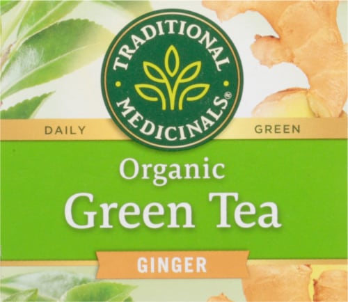 Traditional Medicinals Organic Green Tea with Ginger Perspective: top