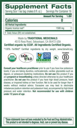 Traditional Medicinals Organic Licorice Root Tea Bags 16 Count Perspective: top