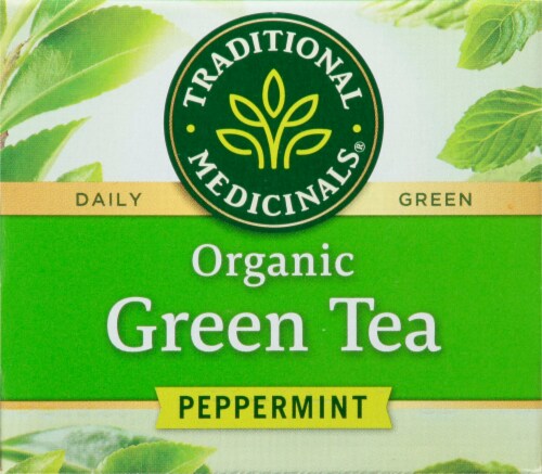 Traditional Medicinals® Organic Peppermint Green Tea Bags Perspective: top