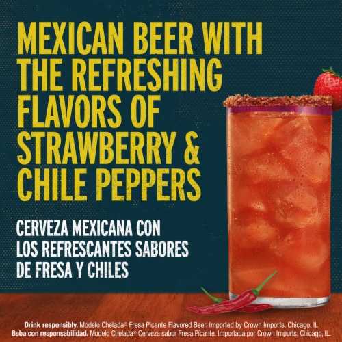Modelo Chelada Fresa Picante Mexican Import Flavored Beer Perspective: top