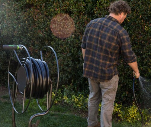 Yard Butler Steel Swivel Hose Reel Base - Black Perspective: top