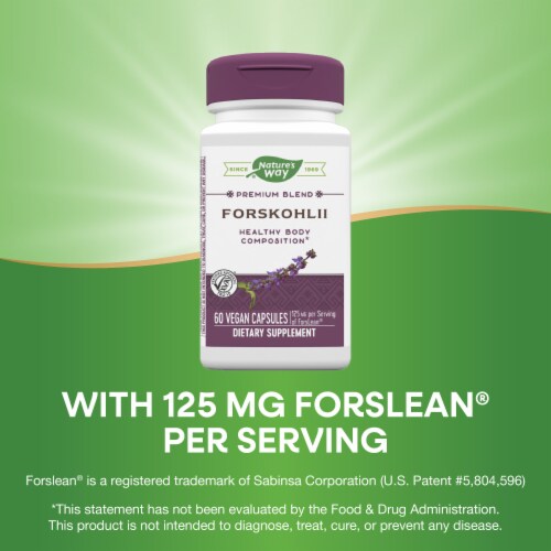 Nature's Way Forskohlii Premium Blend Forskolin Capsules 125 mg ForsLean Per Serving Perspective: top