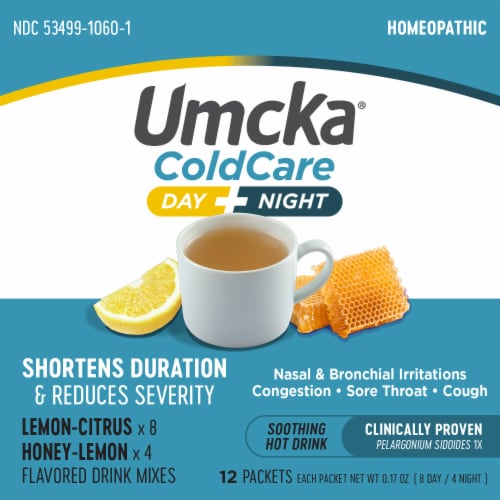Nature's Way Umcka Cold Care Day & Night Lemon Citrus Flavored Packets Perspective: top