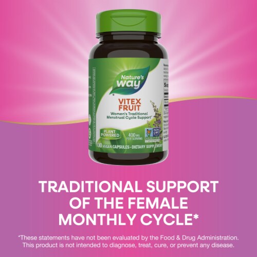 Nature's Way Vitex Fruit Chasteberry Vegan Capsules 400 mg Per Serving Perspective: top
