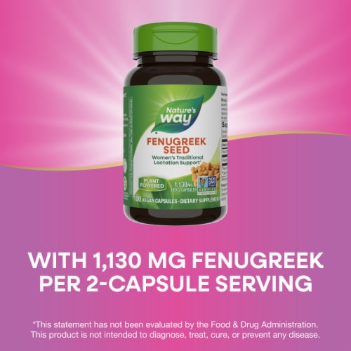 Nature's Way Fenugreek Seed Vegan Capsules 1130 mg Per 2 Capsule Serving Perspective: top