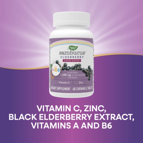 Nature's Way® Kids Sambucus™ Elderberry Immune Support Chewable Tablets Perspective: top