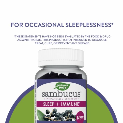 Nature’s Way Sambucus Sleep and Immune Elderberry With Melatonin Vitamin C Zinc L theanine Gummies Perspective: top