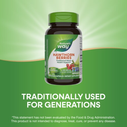 Nature's Way Hawthorn Berries Vegan Capsules 1080 mg Per 3 Capsule Serving Perspective: top