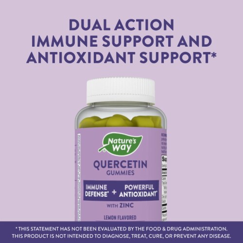 Nature’s Way Quercetin With Zinc Immune Defense And Powerful Antioxidant Lemon Flavored Gummies Perspective: top