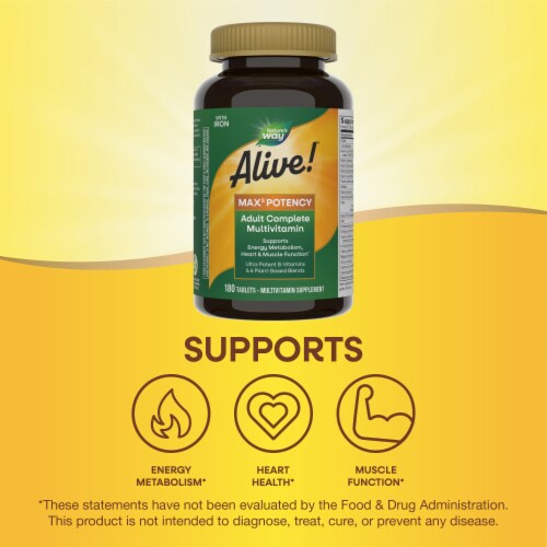 Nature's Way Alive! Max3 Potency Adult Complete Multivitamin With B Vitamins Tablets Perspective: top