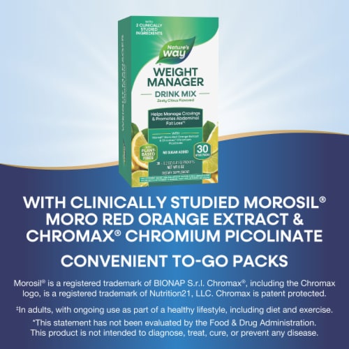 Nature's Way Weight Manager Drink Mix with Plant-Based Fiber Zesty Citrus Flavored Stick Packs Perspective: top