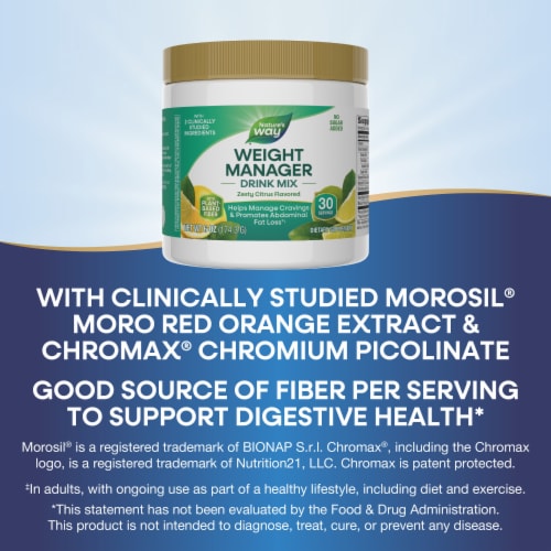 Nature's Way Weight Manager Drink Mix with Plant-Based Fiber Zesty Citrus Flavored Powder Perspective: top