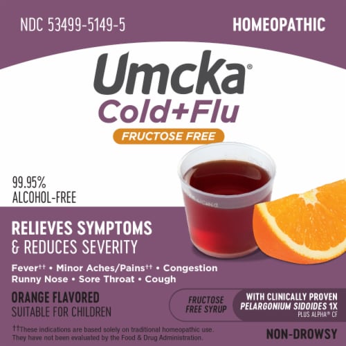 Nature's Way® Umcka Cold + Flu Sugar Free Orange Flavor Syrup Perspective: top