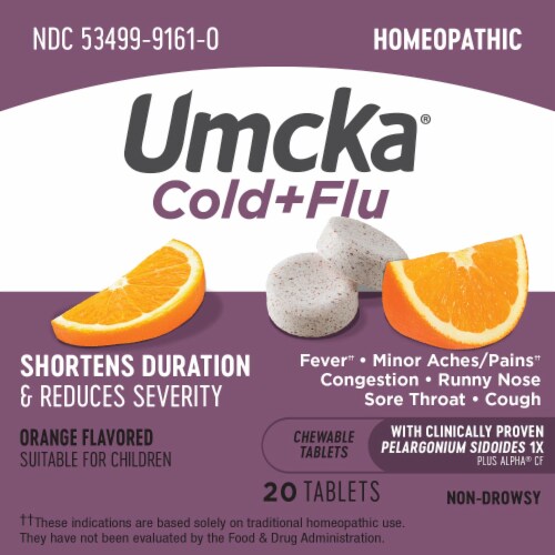 Nature's Way® Umcka® Cold + Flu Orange Flavor Chewable Tablets Perspective: top