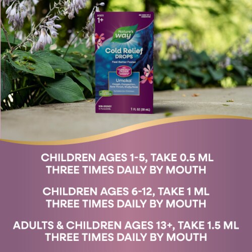 Nature's Way Cold Relief Umcka Multi-Symptom Cold Relief Homeopathic for Ages 1+ Drops Perspective: top