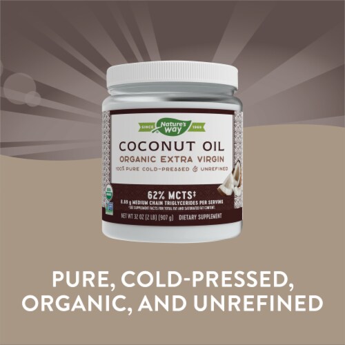 Nature's Way Organic Extra Virgin Coconut Pure and Unrefined Cold Pressed USDA Organic Oil Perspective: top