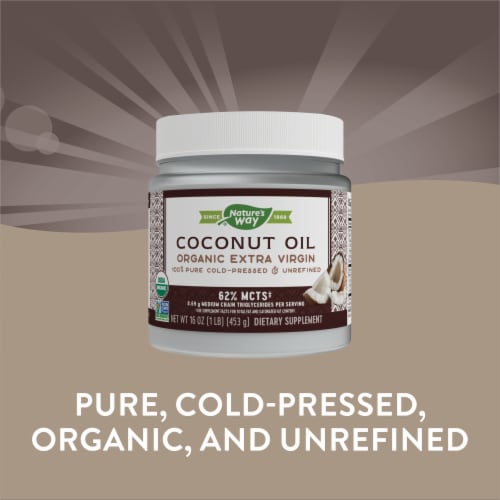 Nature's Way Organic Extra Virgin Coconut Pure and Unrefined Cold Pressed USDA Organic Oil Perspective: top