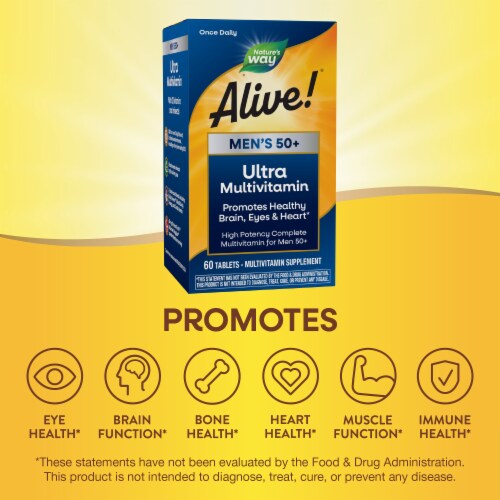 Nature's Way Alive! Men's 50+ Ultra Multivitamin With B Vitamins Plant Based Blends Tablets Perspective: top