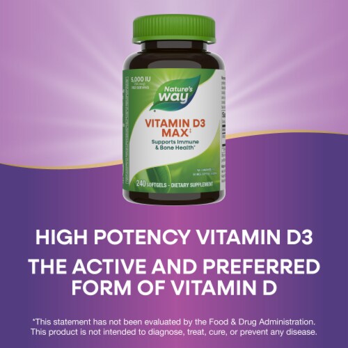 Nature's Way Vitamin D3 Max Bone and Immunity Supplement Softgels Perspective: top