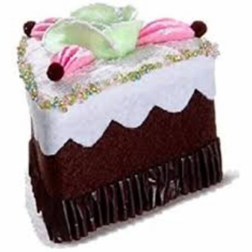 Allstate 4  Brown and Green Sliced Chocolate Cake with Flower Christmas Ornament Perspective: top
