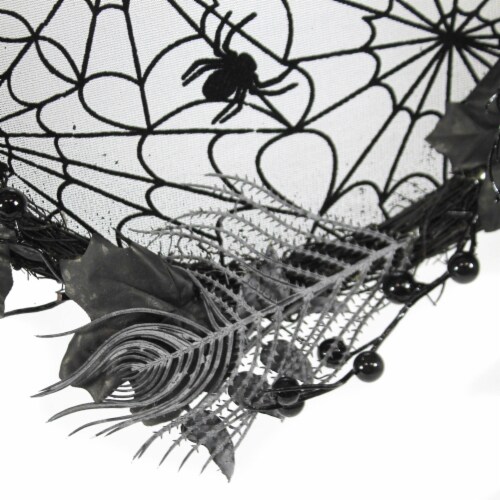 Halloween Spider Web Wreath Grapevine Wall Decor Afz181 Perspective: top