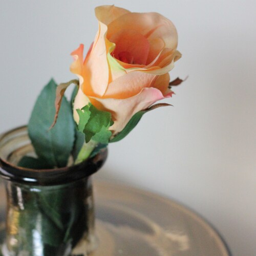 CC Home Furnishings 21 Peach Colored Budding Rose Decorative Artificial Floral Craft Pick Perspective: top