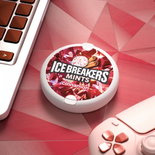 ICE BREAKERS Cinnamon Flavored Sugar Free Mints Puck Perspective: top