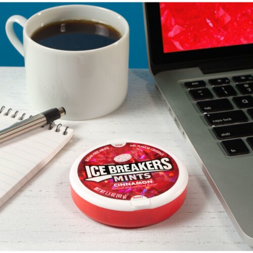 ICE BREAKERS Cinnamon Flavored Sugar Free Mints Puck Perspective: top
