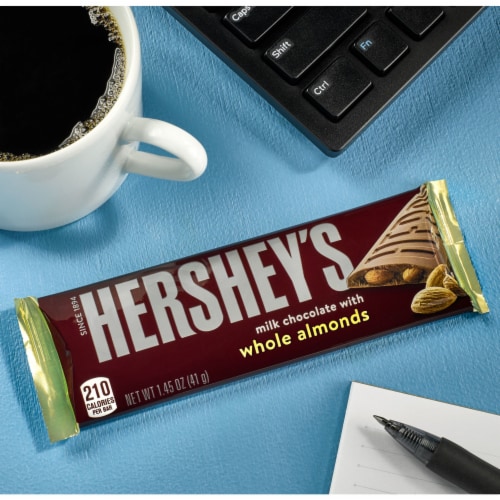 HERSHEY'S Milk Chocolate Candy Bar with Whole Almonds Perspective: top